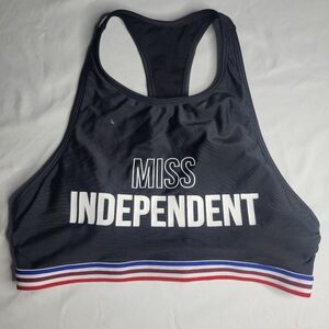 No Boundaries Black and White Bikini Swim Top "Miss Independent" 4th Of July